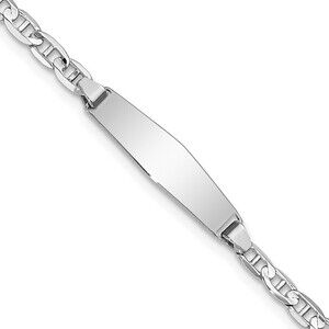 14k White Gold Wg Soft Diamond Shape Anchor Link Id Bracelet